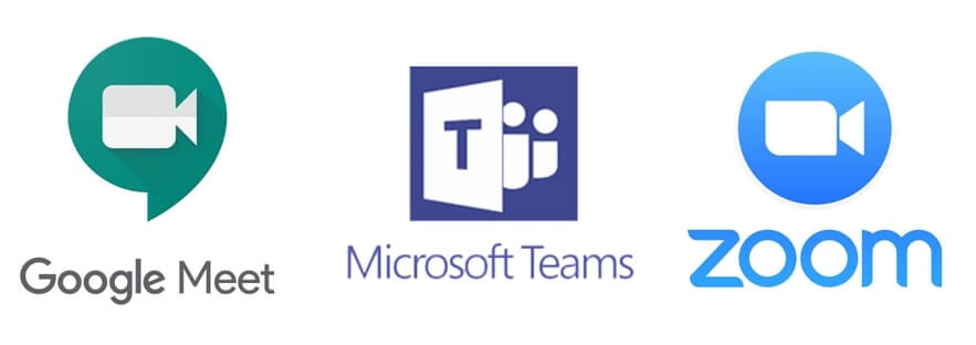 google meet、Microsoft teams、zoom logo