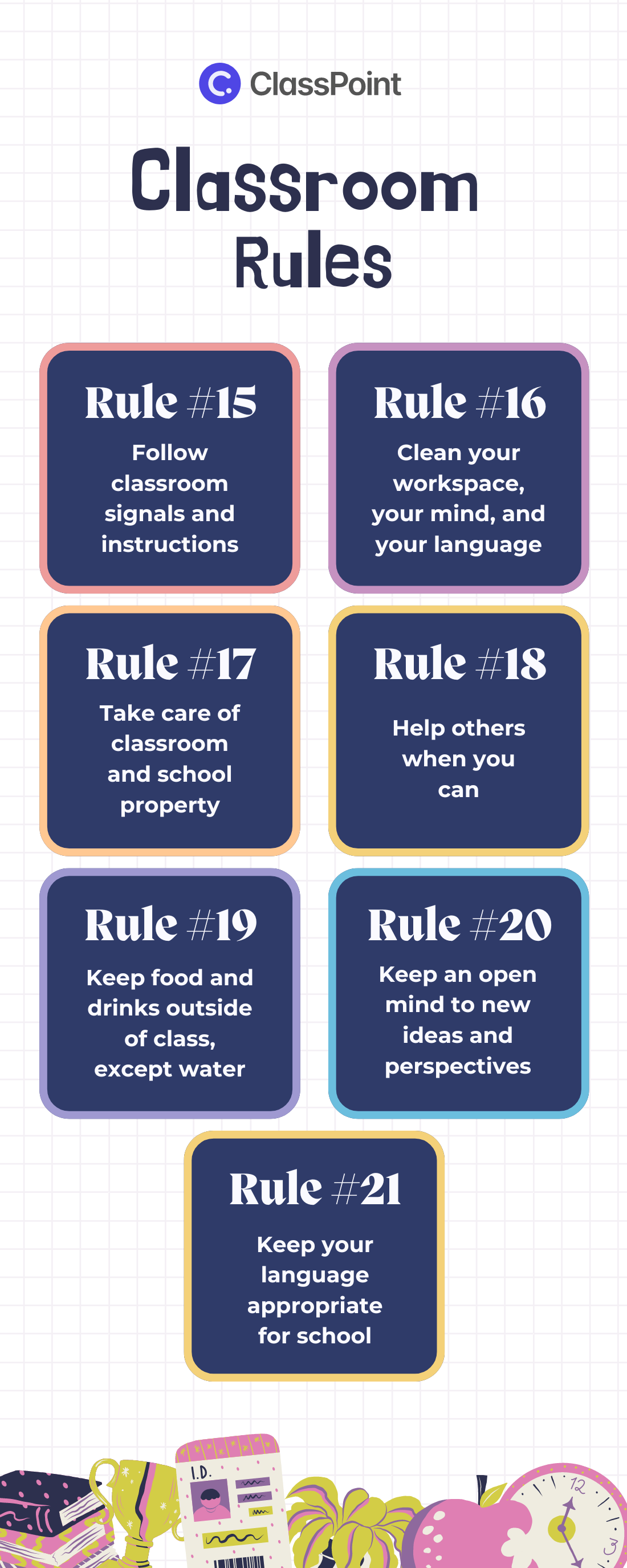 Classroom Rules #15-#21 Infographic