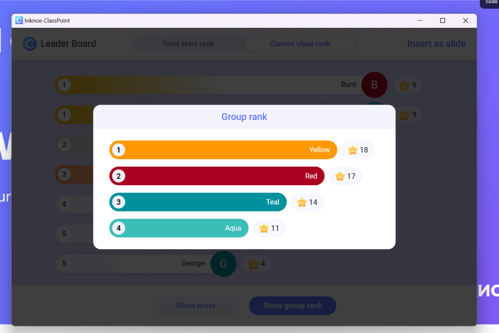 Group Leaderboard in PowerPoint 