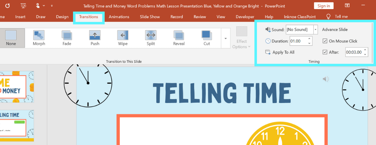 audio transition in PowerPoint