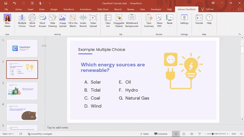 Ajouter une question interactive dans une diapositive Powerpoint