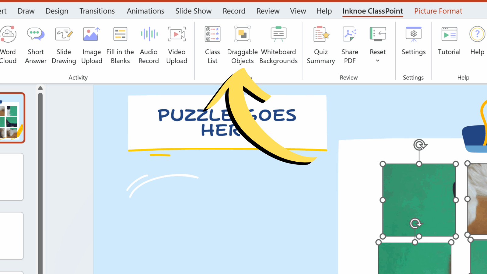 Modèle de puzzle PowerPoint interactif étape 3