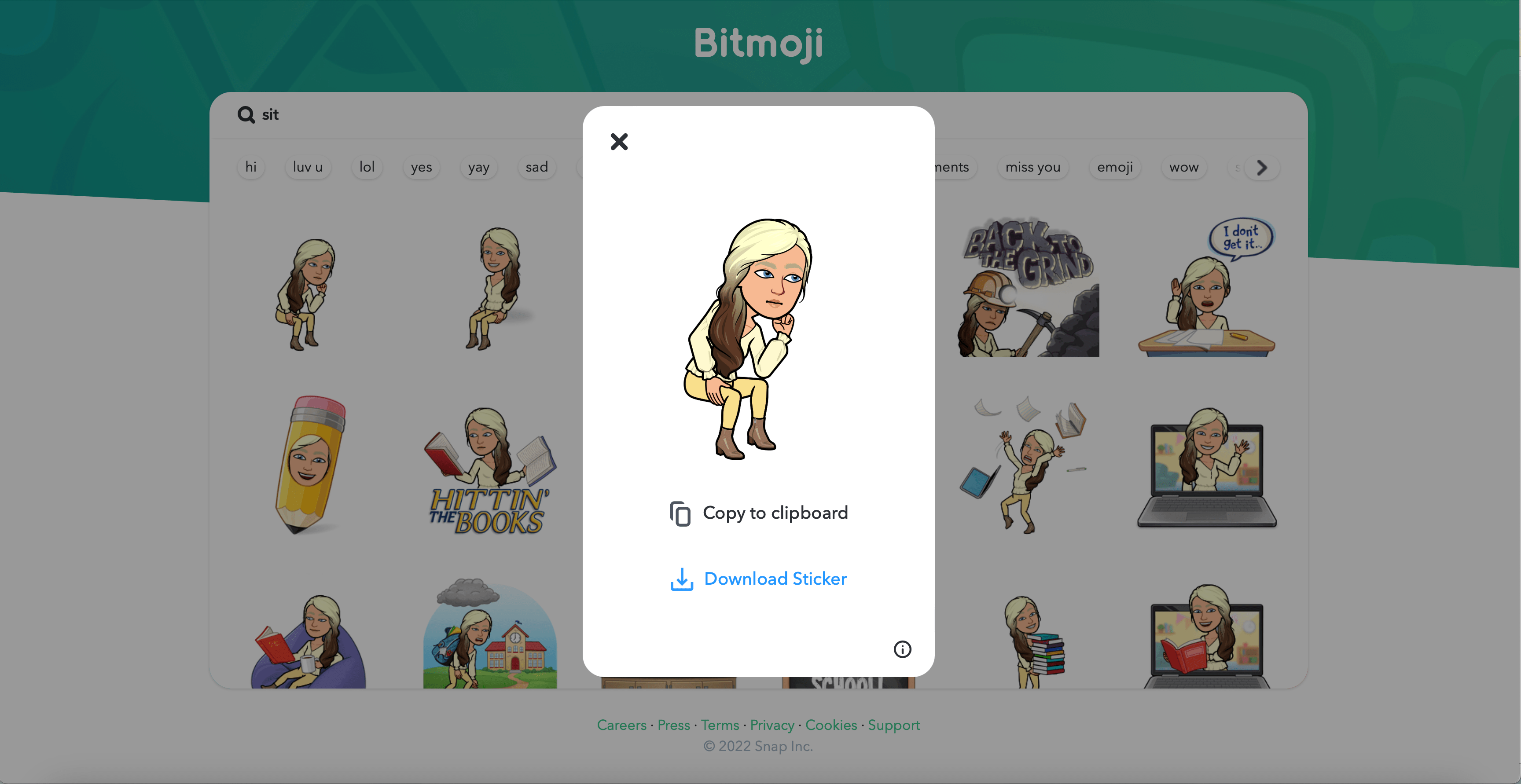 bitmoji.comからBitmojiをダウンロードする