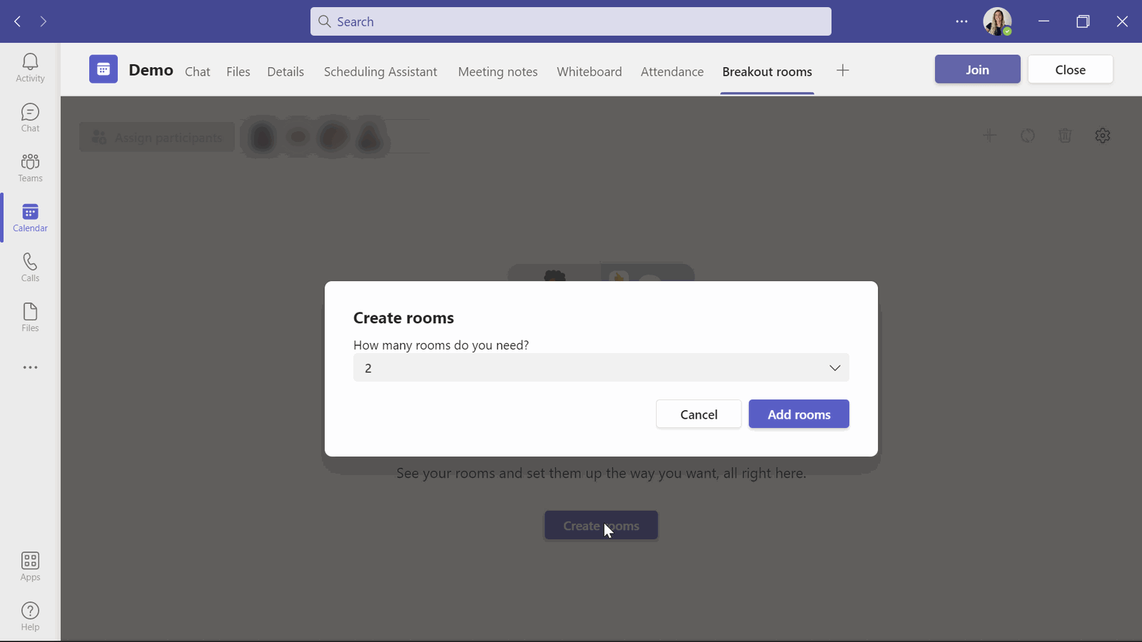 Créer des salles de réunion dans Microsoft Teams