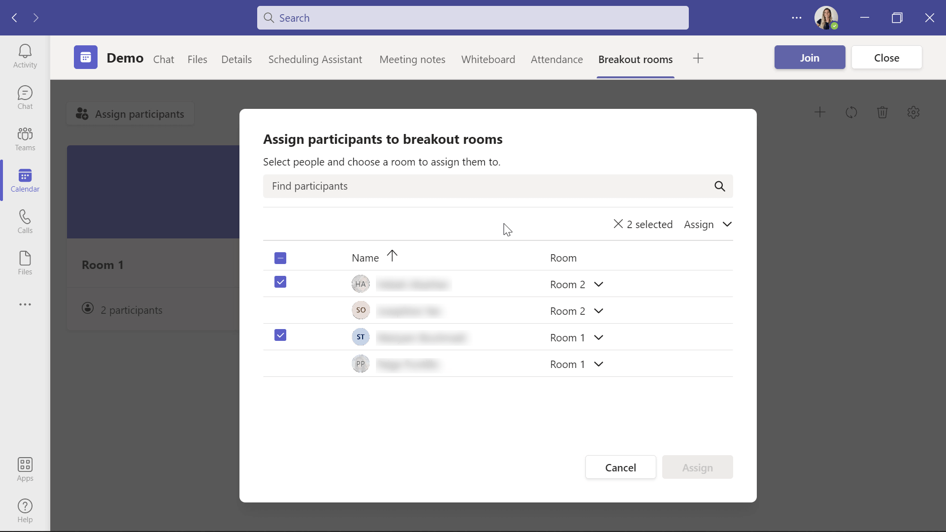 assign participants to breakout rooms in Microsoft Teams