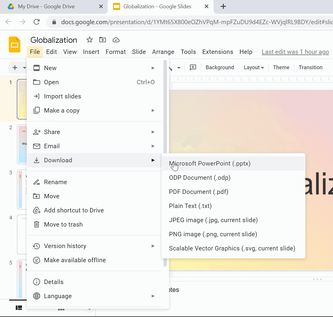 convert google slides to powerpoint file