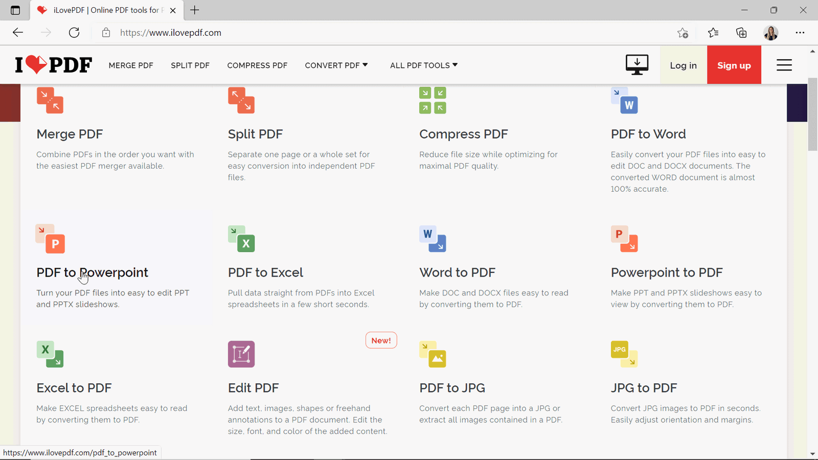 Tukar mana-mana PDF menjadi persembahan Powerpoint interaktif dengan ilovepdf