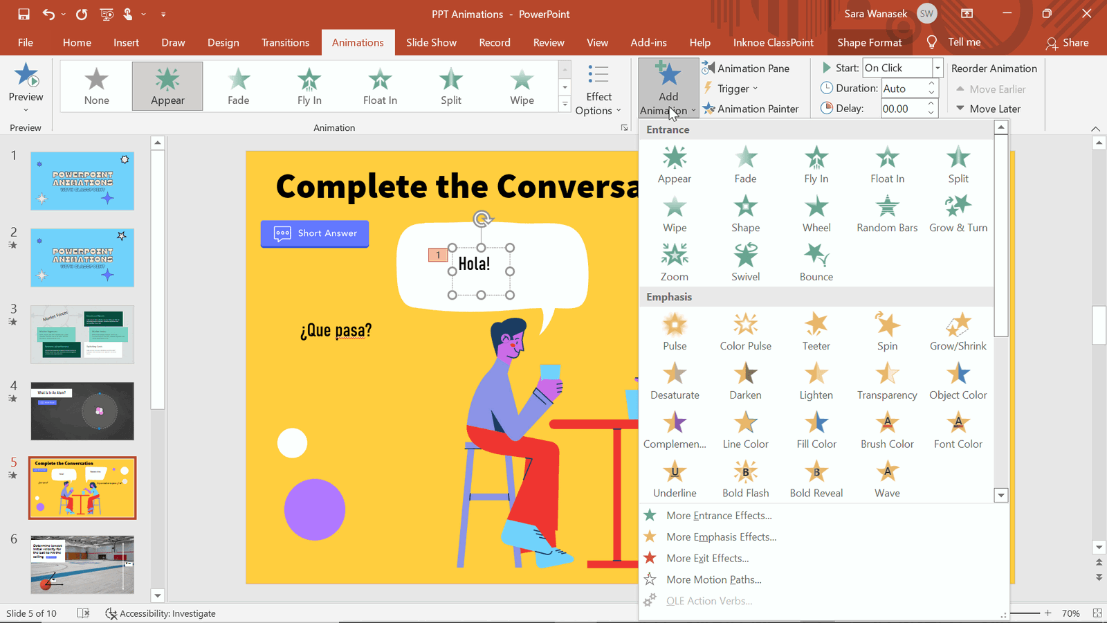 powerpoint presentation animation examples