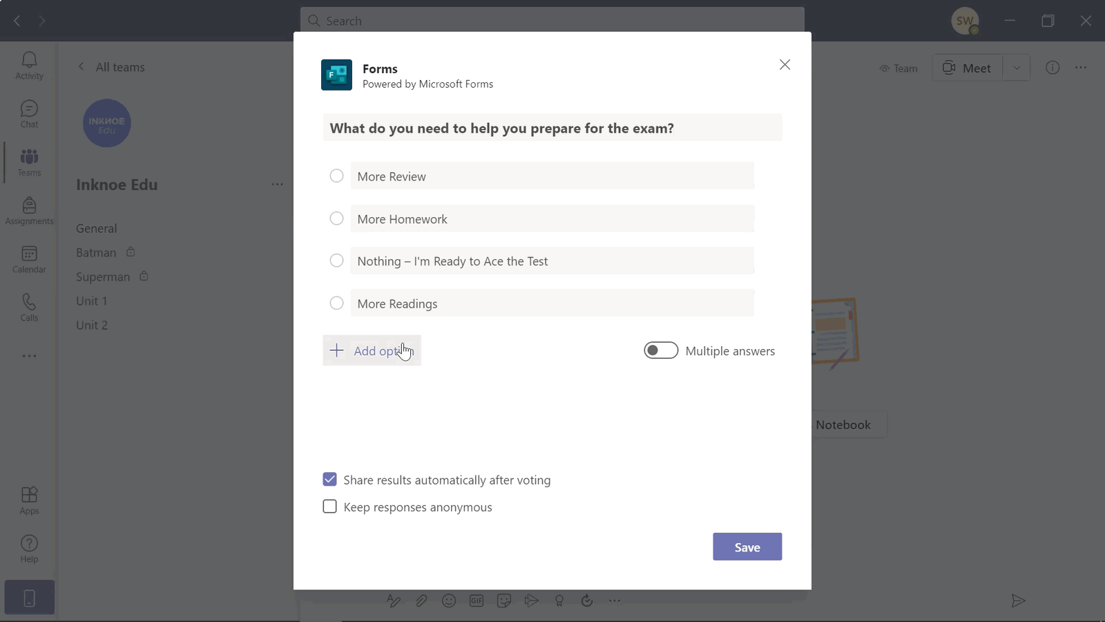 create your poll in microsoft teams using microsoft forms