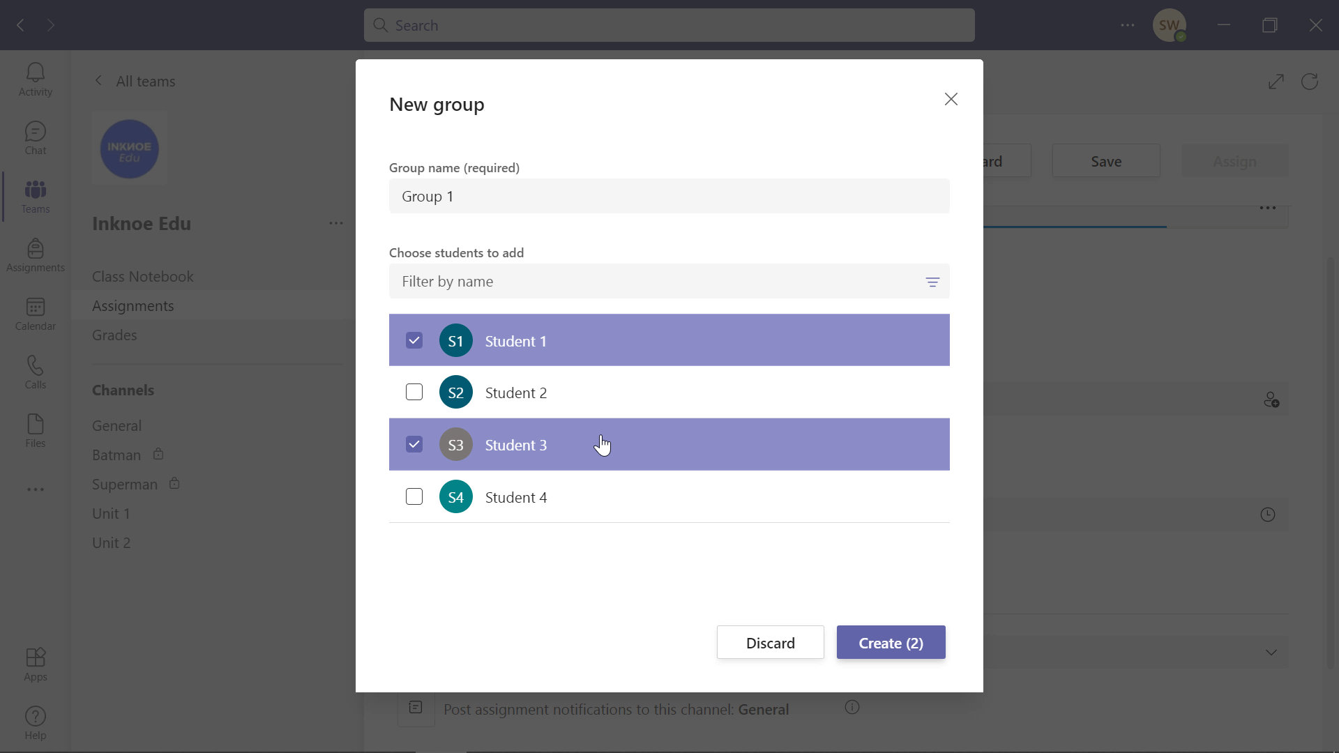 choose students to assign to a group