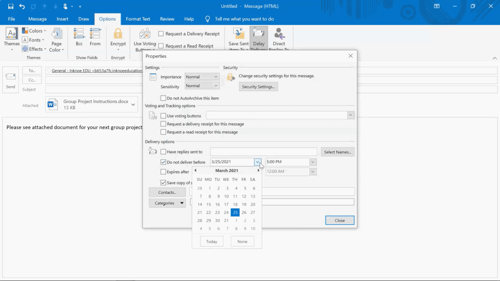 planifier un post dans microsoft teams en retardant l'heure d'envoi de l'email
