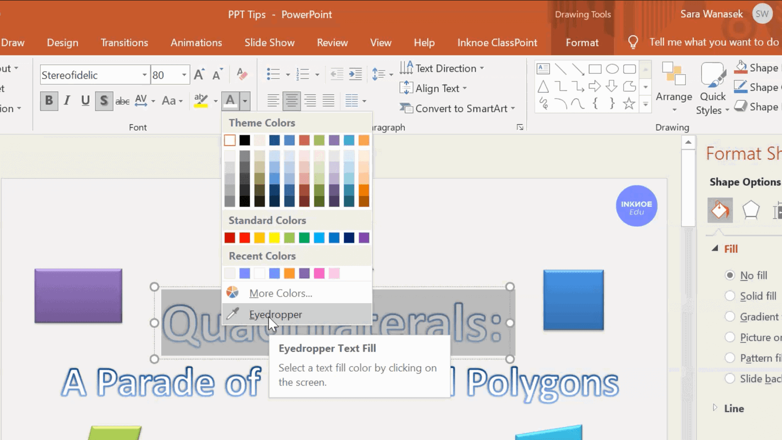 ผลผลิตใน PowerPoint เคล็ดลับ 3 - Eyedropper