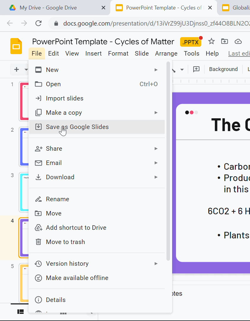 احفظ PowerPoint كـ Google Slides