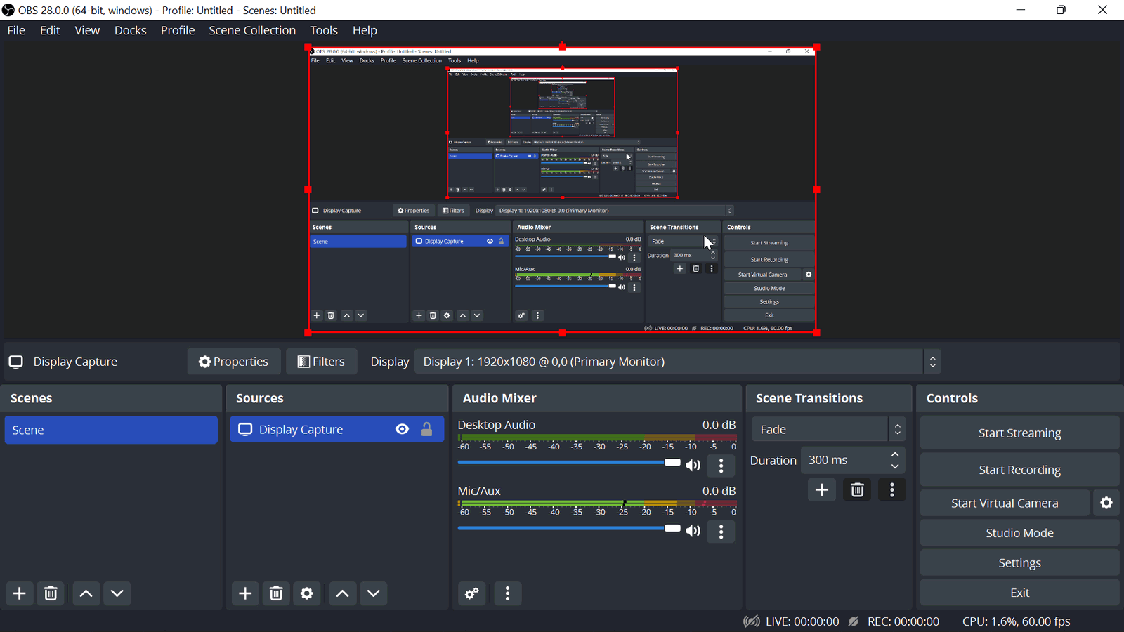 放置螢幕錄製時的 OBS