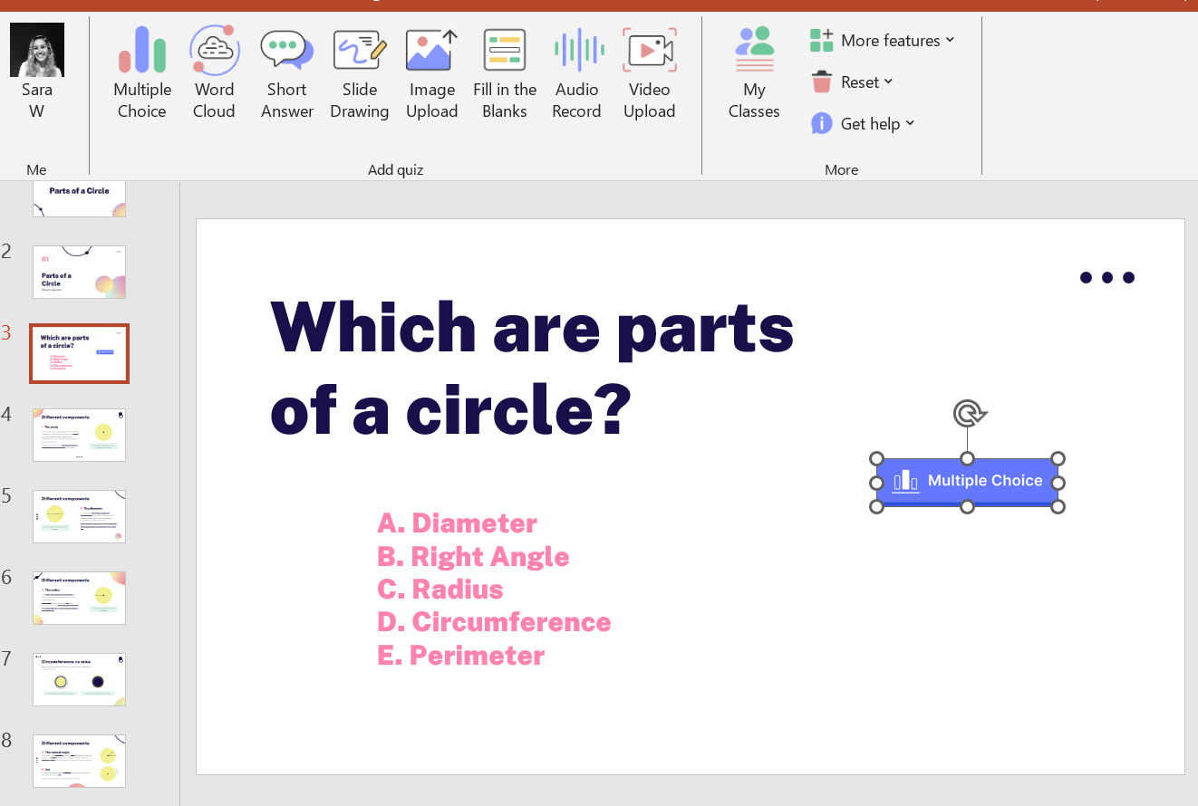 Add interactive quiz buttons in PowerPoint using ClassPoint
