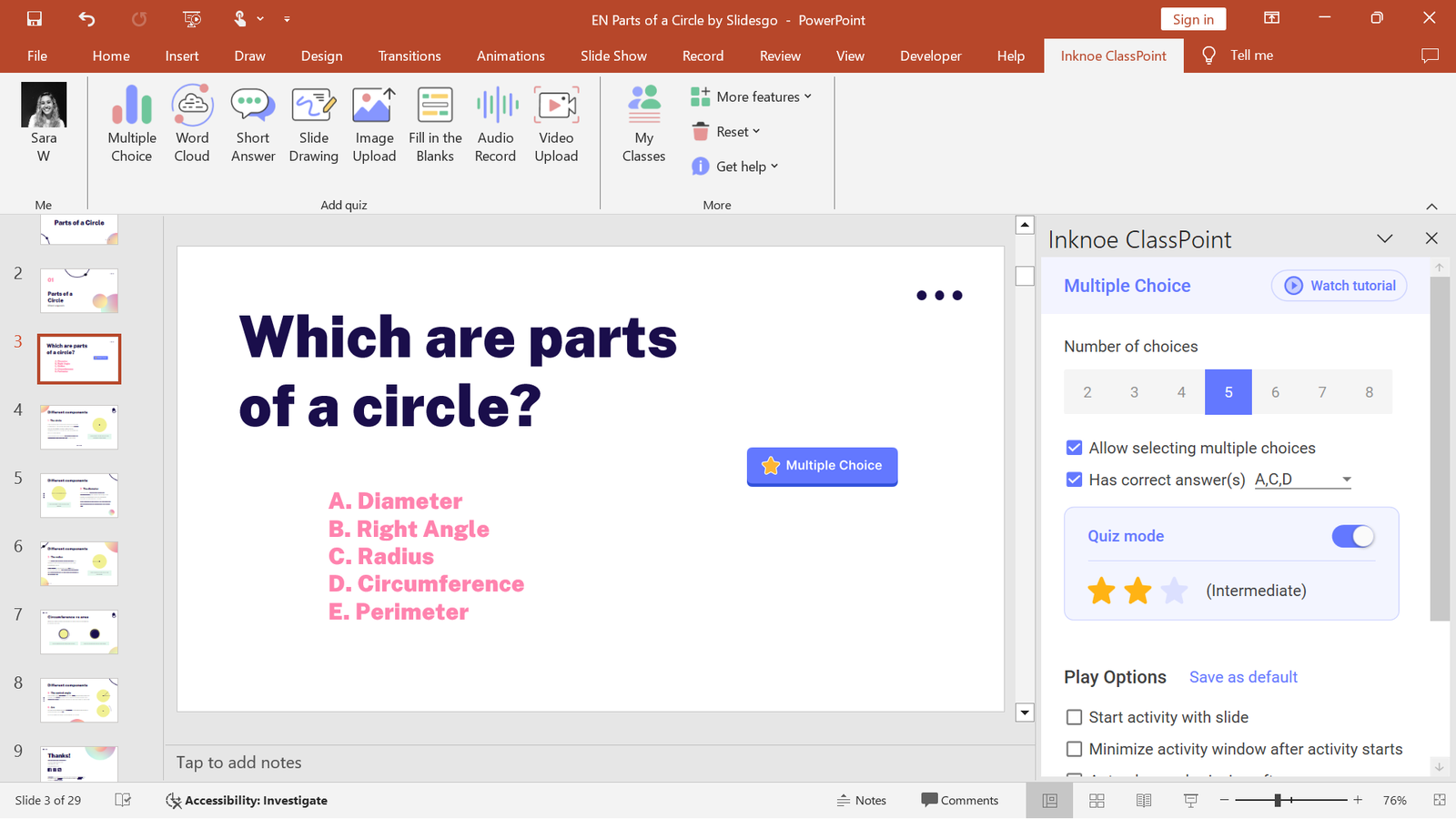 ClassPoint's Quiz Mode