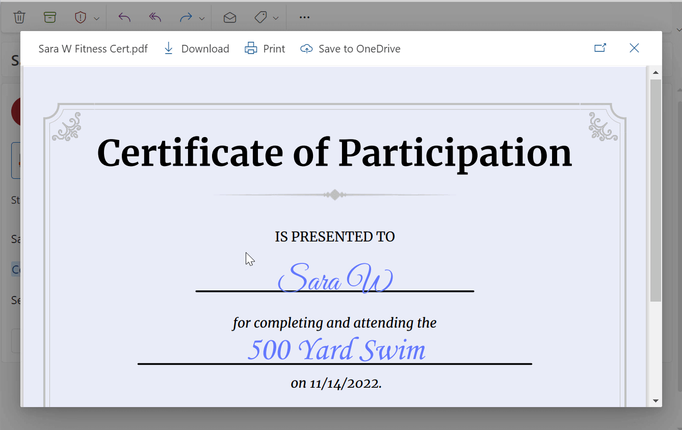 Certificate received! 