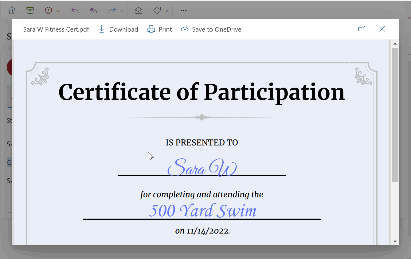 Certificate received! 