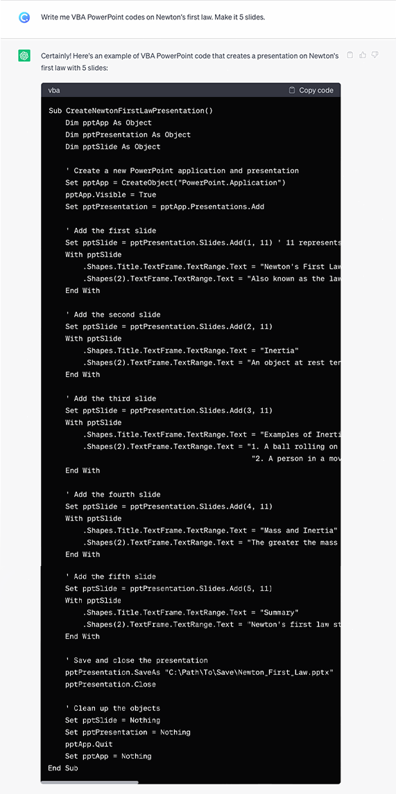 ChatGPT VBA PowerPoint