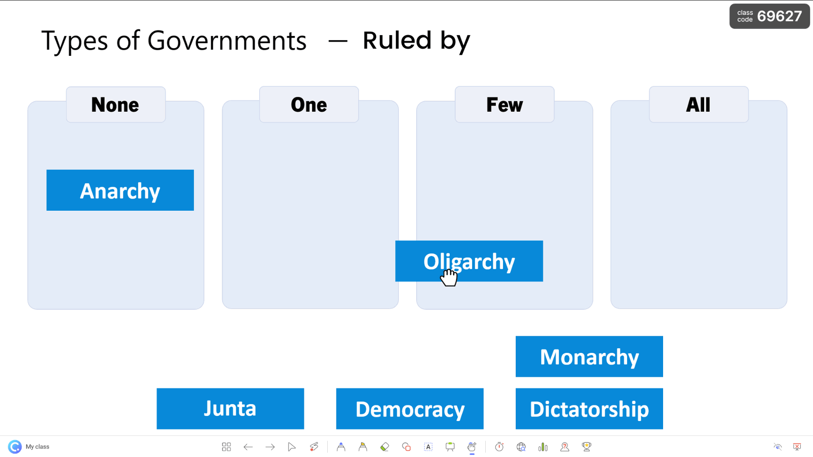 Drag and drop categorizing activities