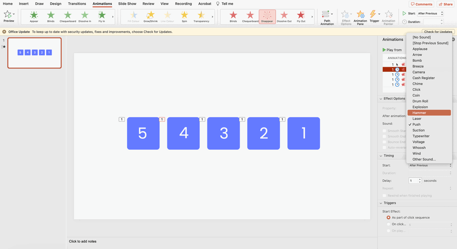 How to Add a Timer to PowerPoint - Disappearing Countdown Timer method step 7