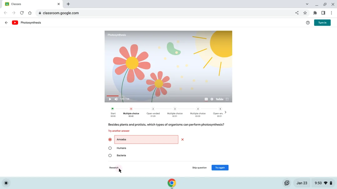 Google Classroom - เพิ่มคำถามเชิงโต้ตอบลงในวิดีโอ YouTube