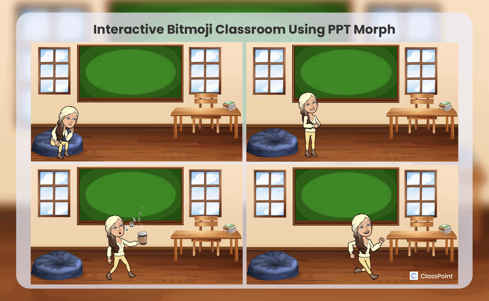 Salle de classe interactive Bitmoji avec PowerPoint Morph