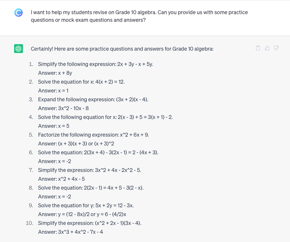 ChatGPT mock exam