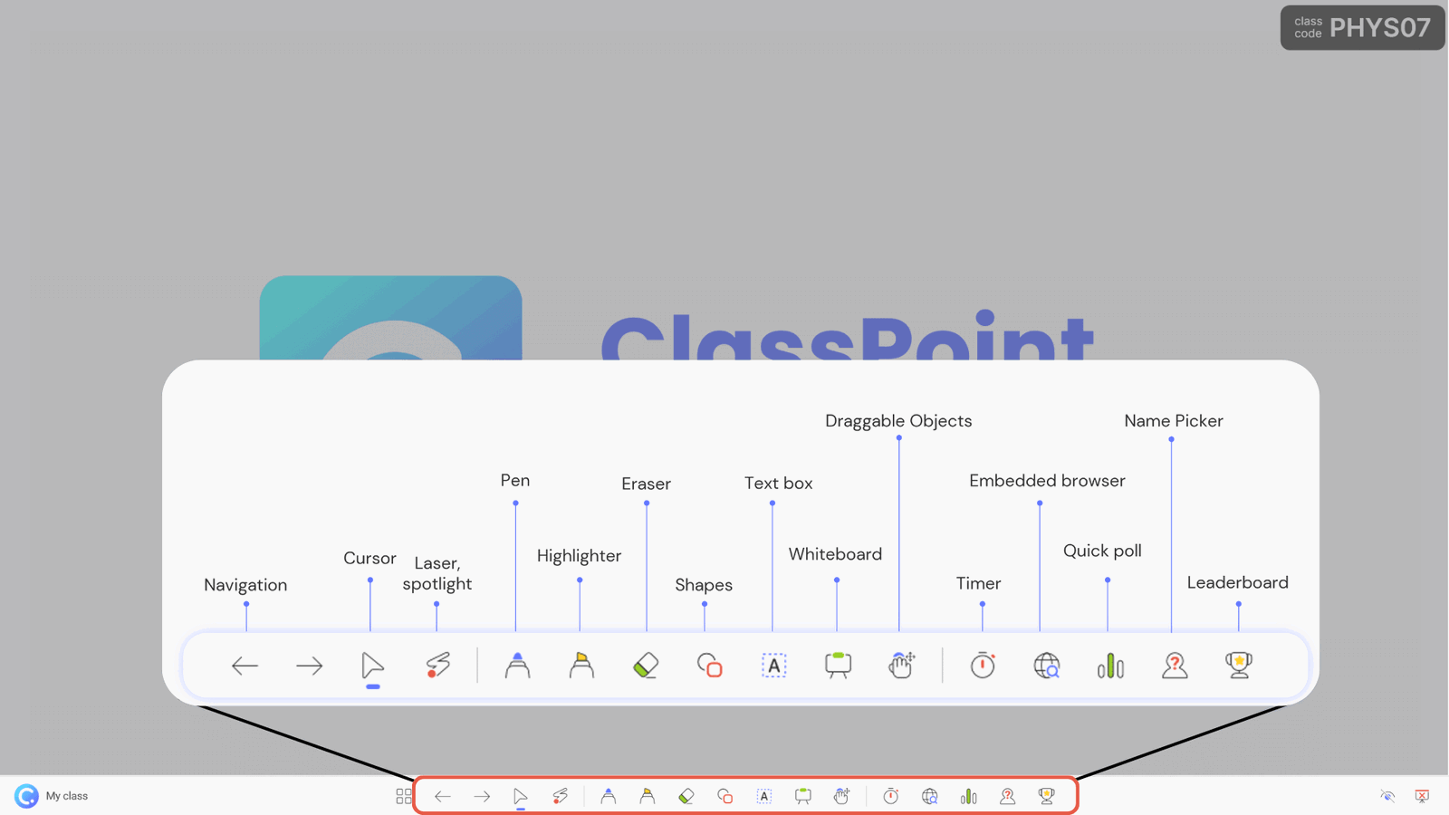 Barre d'outils ClassPoint