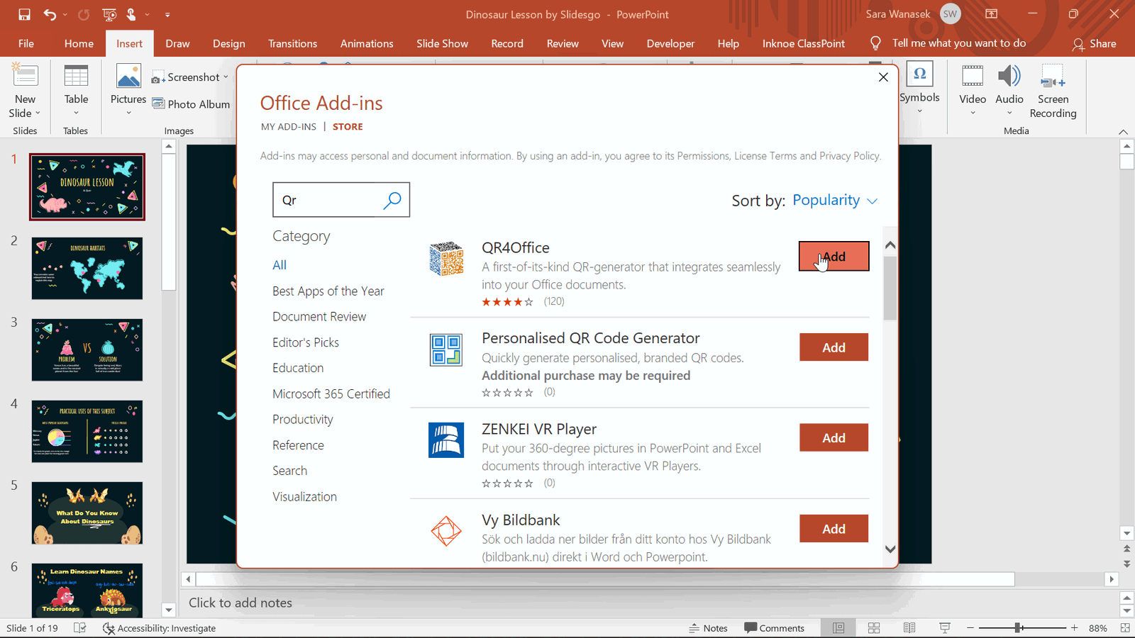 buat kod QR dengan QR4Office Add-in