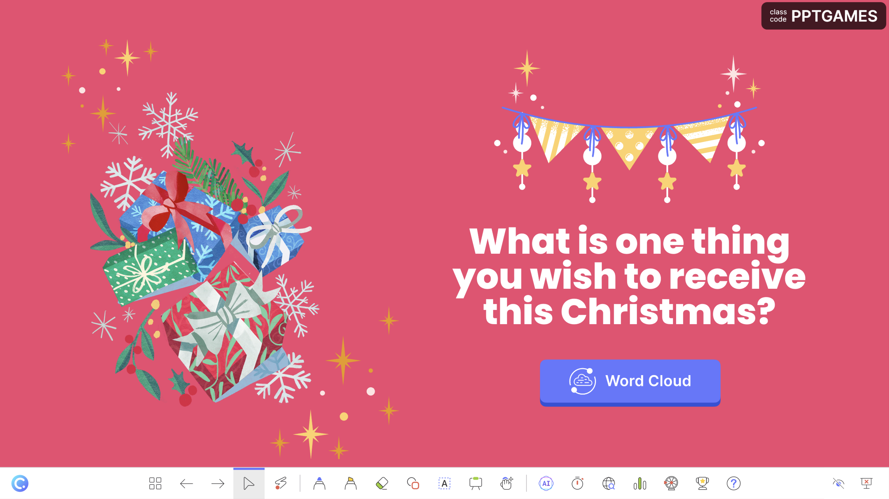 PowerPoint Christmas Template screenshot [Word Cloud Activity]