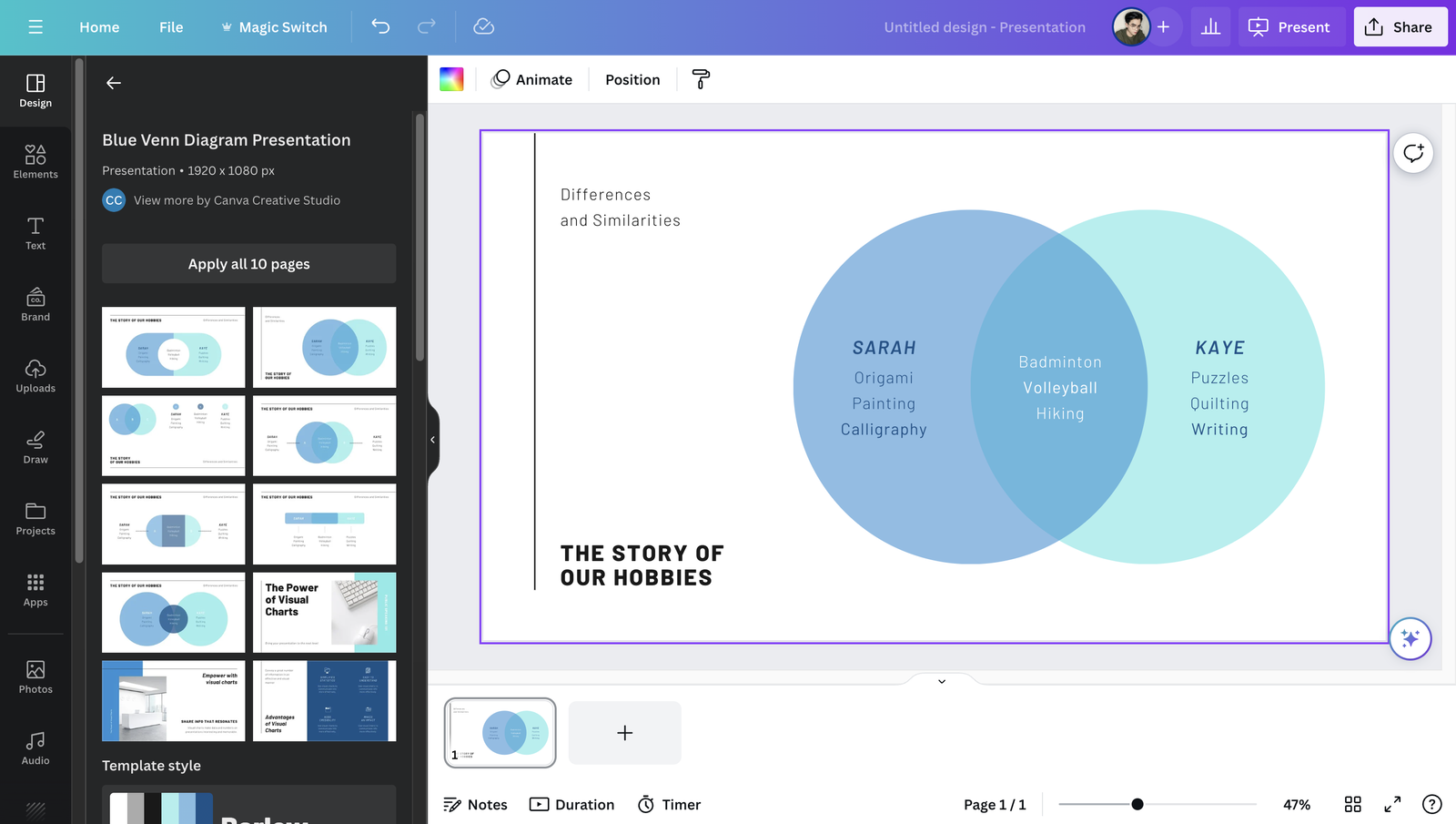 Create Venn Diagram in PowerPoint using Template