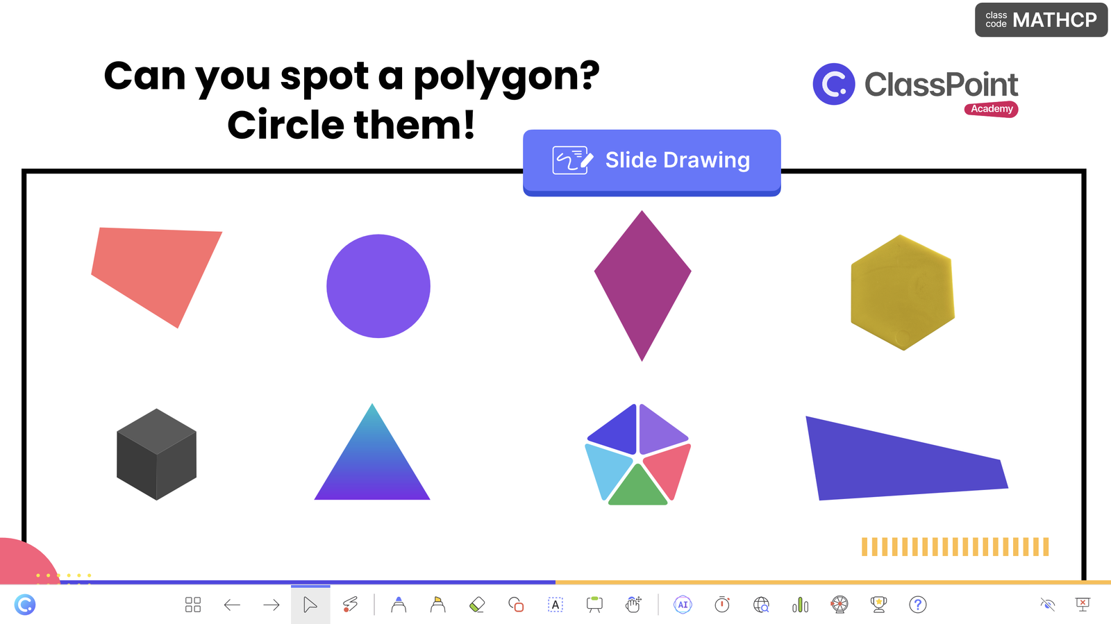 teaching Math shapes with ClassPoint Slide Drawing