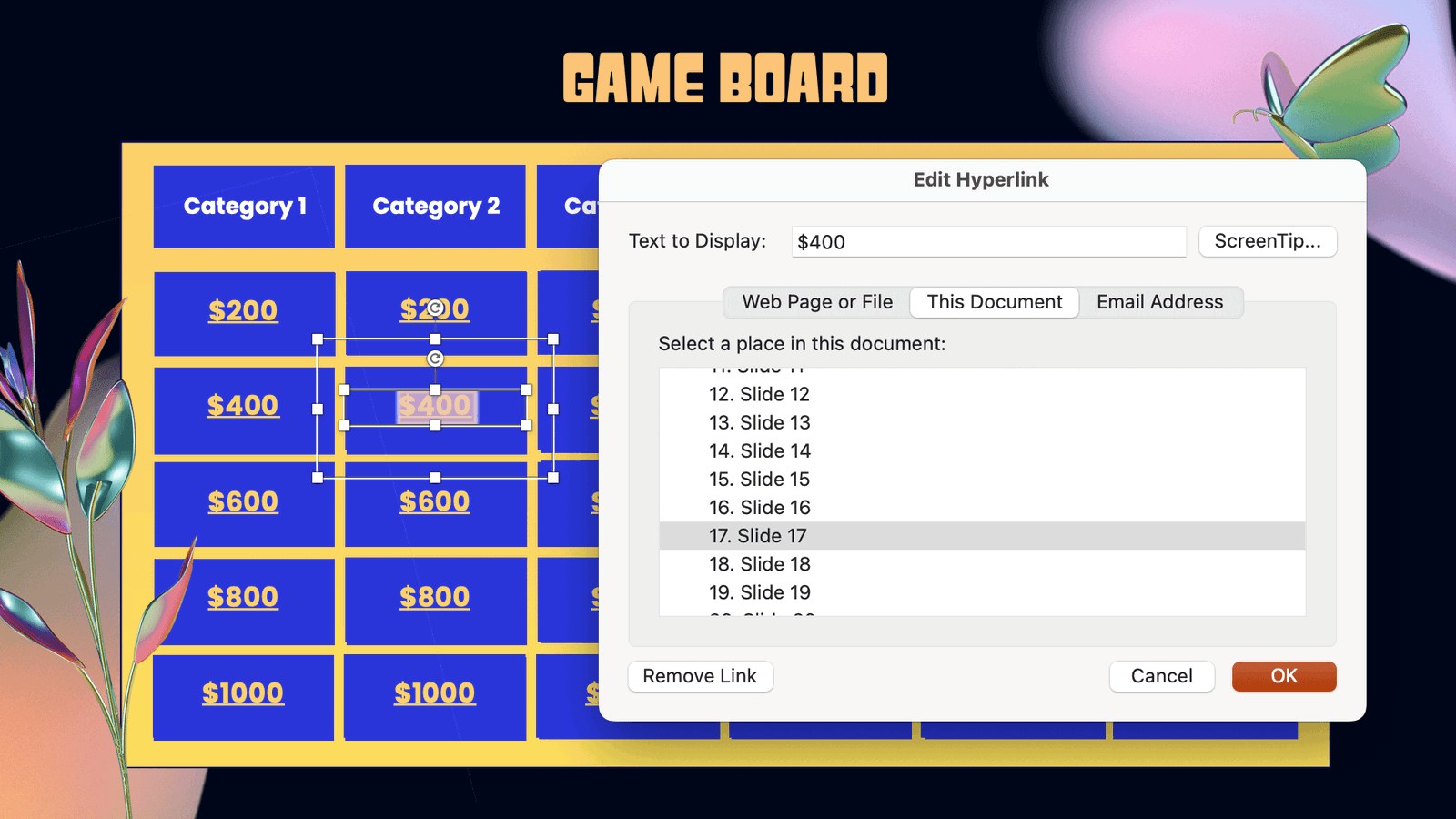 How to make a Jeopardy Game on PowerPoint