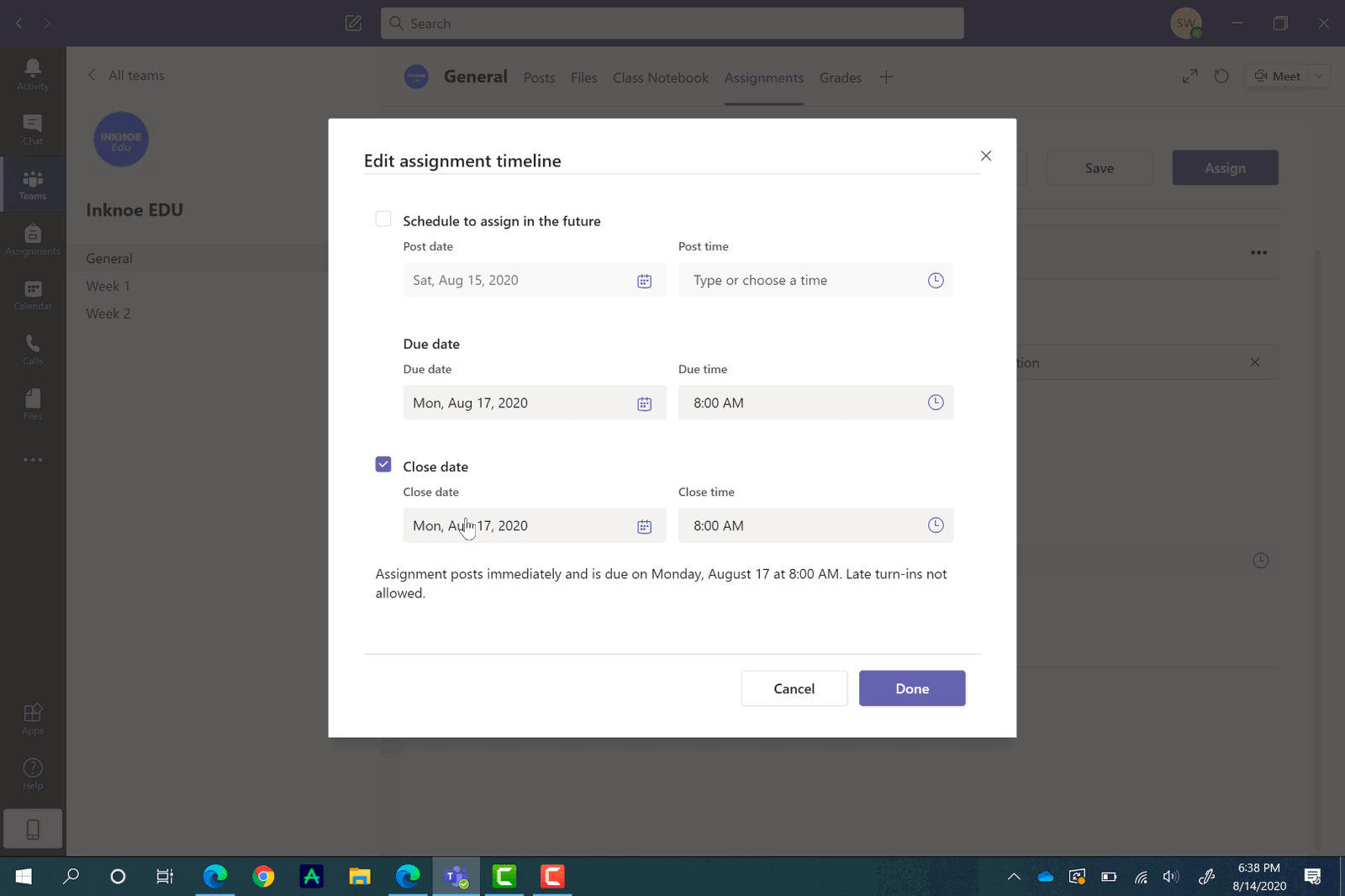 create assignment microsoft teams