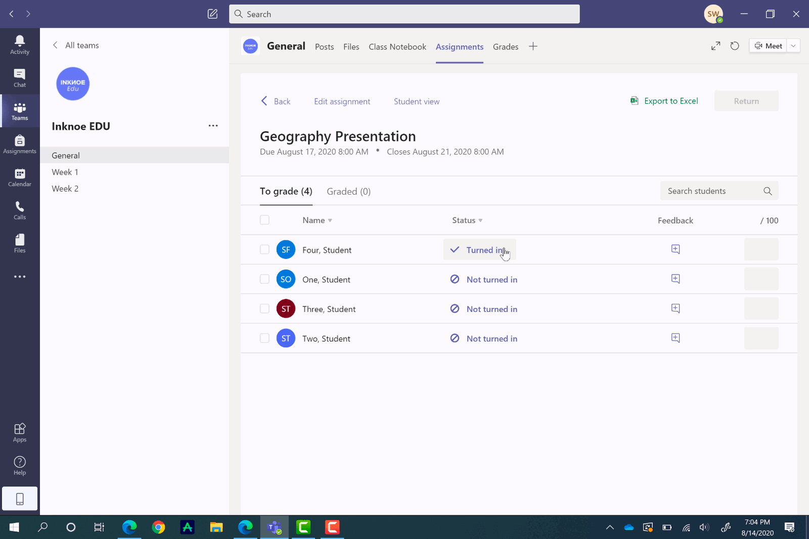 how to check assignment in ms teams