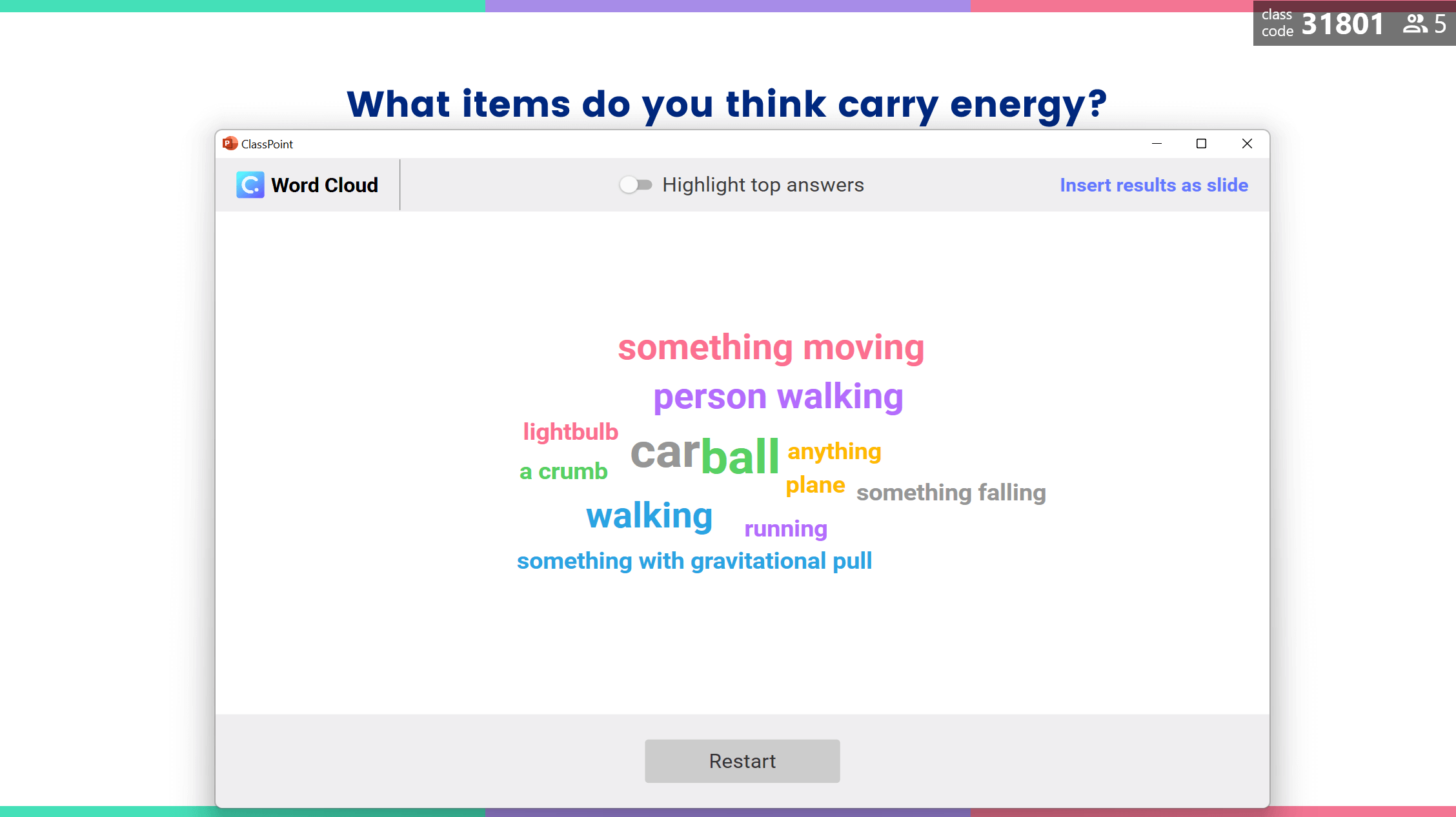 أنشطة Word Cloud: ما العناصر التي تعتقد أنها تحمل الطاقة؟