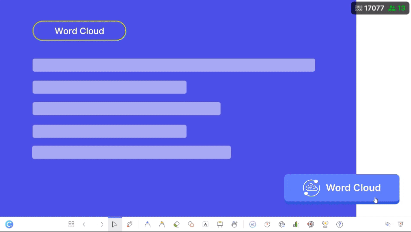 ClassPoint word cloud for morning meeting questions for kids