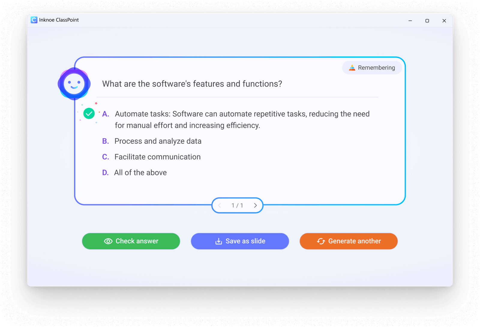 เครื่องกำเนิดแบบทดสอบ ai - ตัวอย่าง classpoint ai