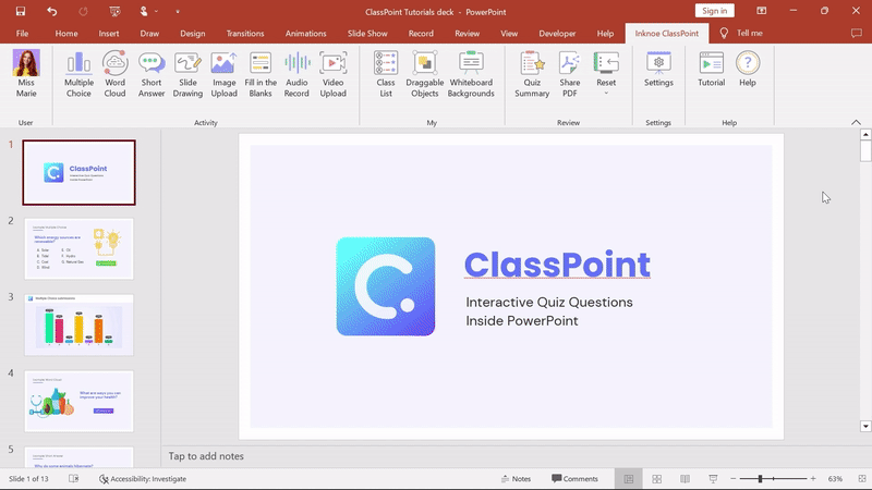 create a class in classpoint