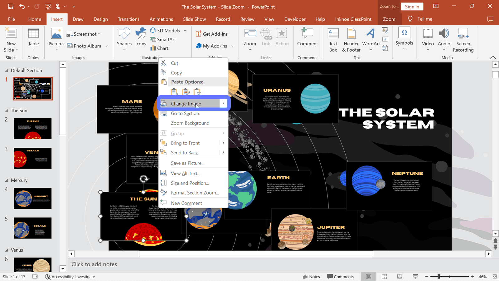 powerpoint zoom slide during presentation