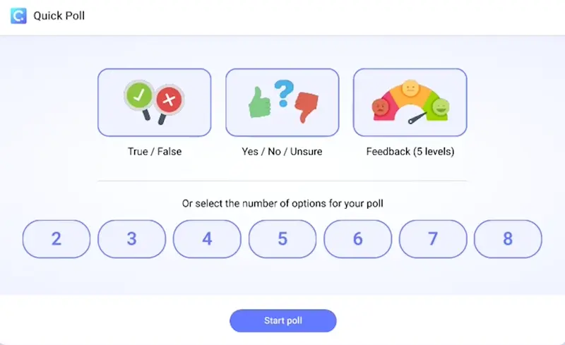 SEL check-in questions for students using ClassPoint quick poll
