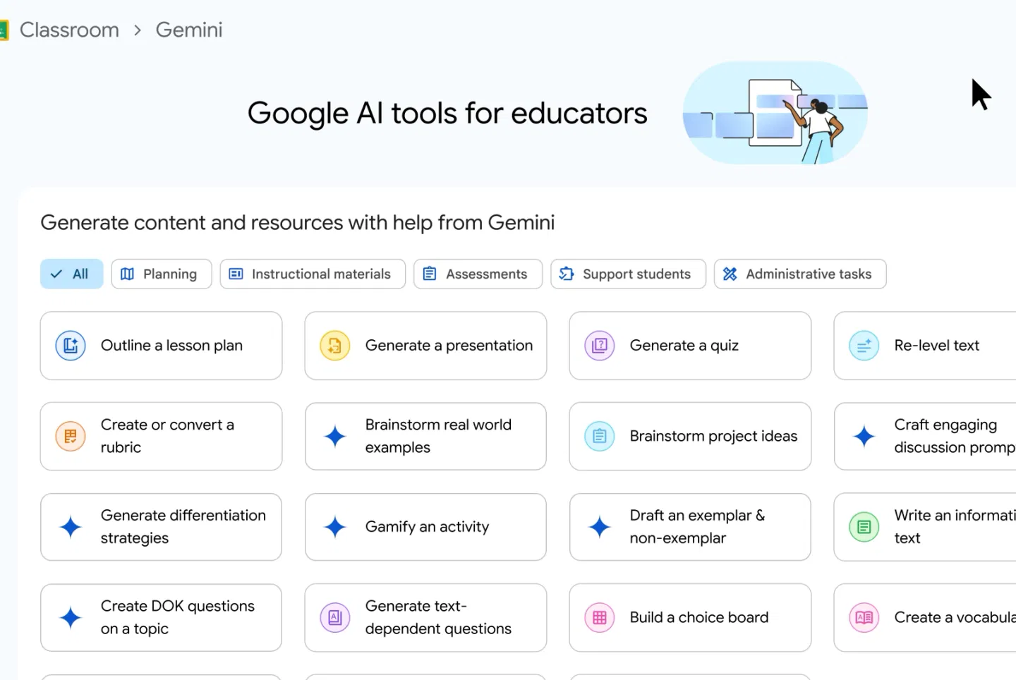 virtual classroom platforms : google with gemini