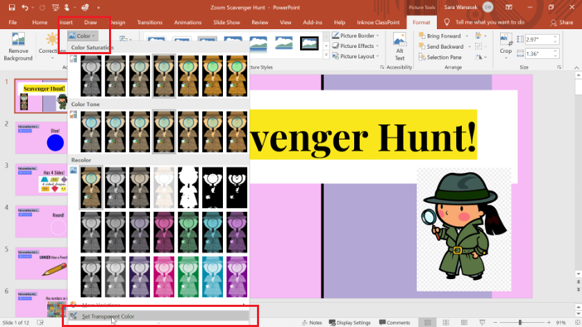 Como eliminar el fondo de una imagen en PowerPoint con Set Transparent Color