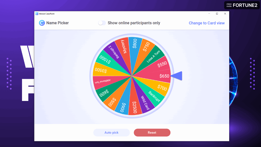 Trò chơi tương tác Wheel of Fortune PowerPoint