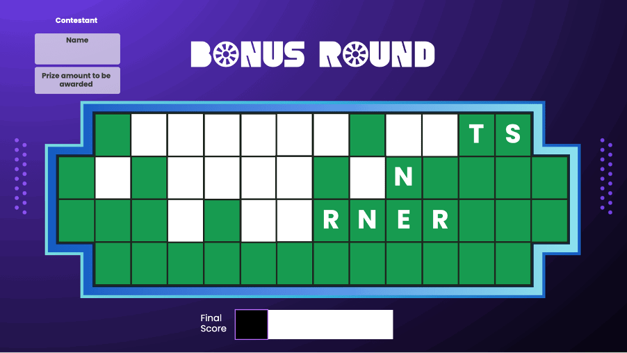 Wheel of Fortune Bonus Round PowerPoint Juego Interactivo