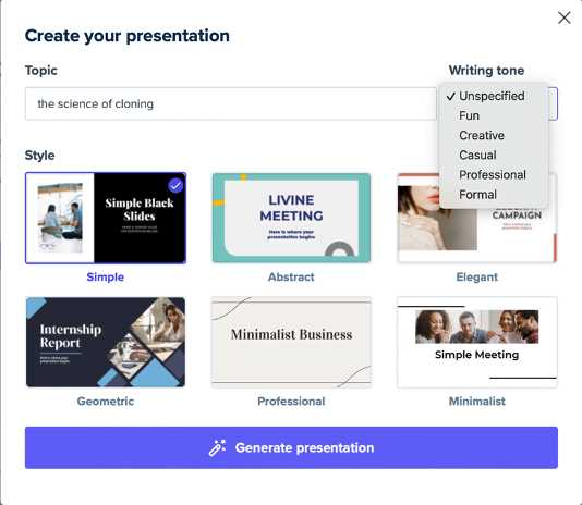 creating a lesson with ClassPoint starting with AI PPT generator