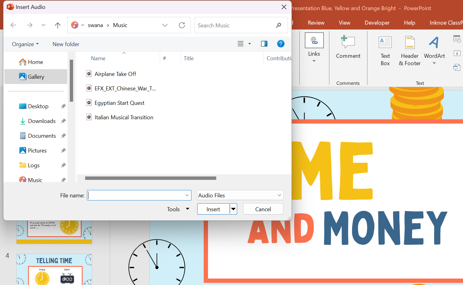 add music to PowerPoint natively