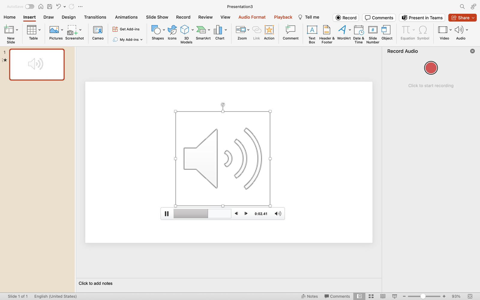 PowerPoint record audio