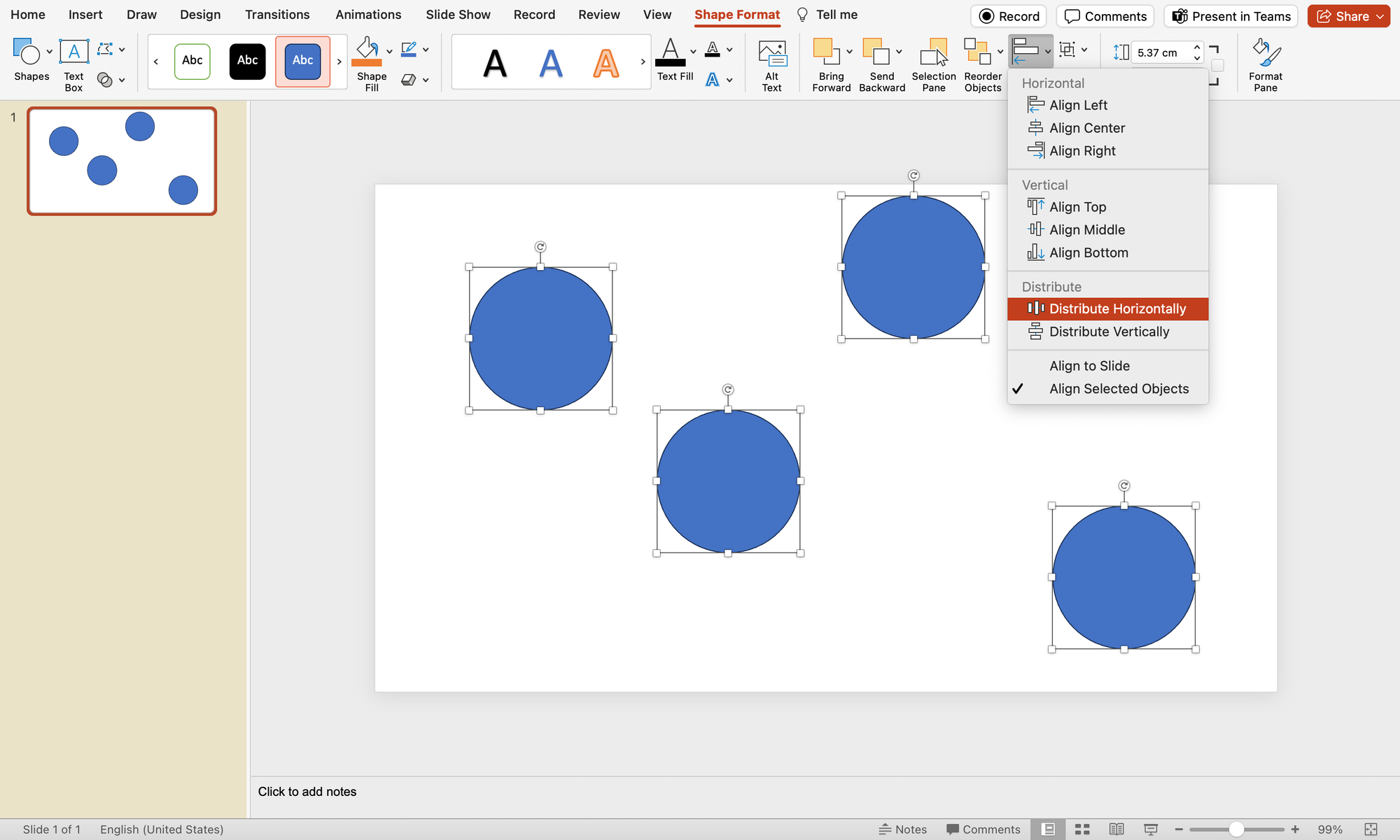 PowerPoint smart alignment of shapes
